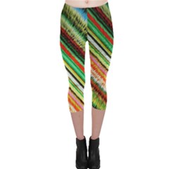 Colorful Stripe Extrude Background Capri Leggings  by Simbadda