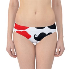 Mustache Black Red Lips Hipster Bikini Bottoms by Alisyart