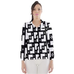 Abstract Pattern Background  Wallpaper In Black And White Shapes, Lines And Swirls Wind Breaker (women) by Simbadda