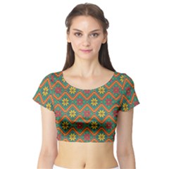 Folklore Short Sleeve Crop Top (tight Fit) by Valentinaart