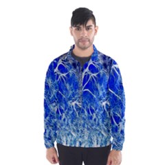 Winter Blue Moon Fractal Forest Background Wind Breaker (men) by Simbadda