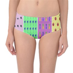 Eye Coconut Palms Lips Pineapple Pink Green Red Yellow Mid-waist Bikini Bottoms by Alisyart