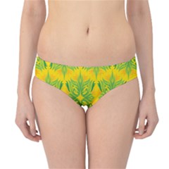 Floral Flower Star Sunflower Green Yellow Hipster Bikini Bottoms by Alisyart