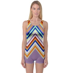 Chevron Wave Color Rainbow Triangle Waves Grey One Piece Boyleg Swimsuit by Alisyart