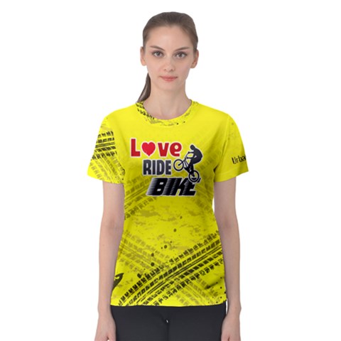 Love Ride Bike Fitness Women s Sport Mesh Tee by PattyVilleDesigns