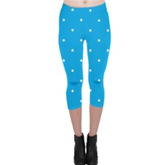 Mages Pinterest White Blue Polka Dots Crafting Circle Capri Leggings  by Alisyart