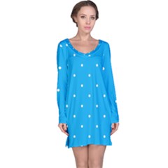 Mages Pinterest White Blue Polka Dots Crafting Circle Long Sleeve Nightdress by Alisyart