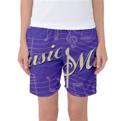 Music Flyer Purple Note Blue Tone Women s Basketball Shorts by Alisyart
