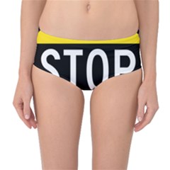 Road Sign Stop Mid-waist Bikini Bottoms by Alisyart