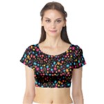 Floral pattern Short Sleeve Crop Top (Tight Fit)