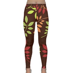 Leaves Wallpaper Pattern Seamless Autumn Colors Leaf Background Classic Yoga Leggings by Simbadda