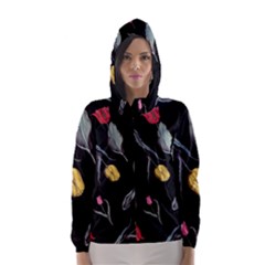 Colorful Tulip Wallpaper Pattern Background Pattern Wallpaper Hooded Wind Breaker (women) by Simbadda