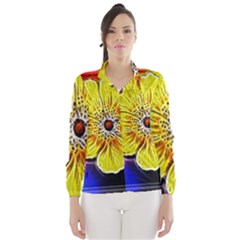 Beautiful Fractal Flower In 3d Glass Frame Wind Breaker (women) by Simbadda