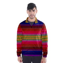 Fiestal Stripe Bright Colorful Neon Stripes Background Wind Breaker (men) by Simbadda