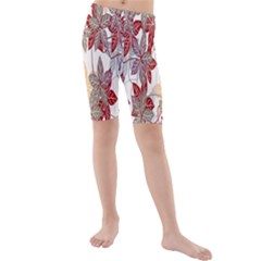 Floral Pattern Background Kids  Mid Length Swim Shorts by Simbadda