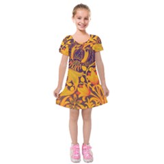 Floral Pattern Kids  Short Sleeve Velvet Dress by Valentinaart