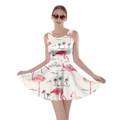 Colorful Flamingo Bird Pattern Skater Dress by CoolDesigns