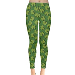 Green Clover Pattern For St Patricks Day Women s Leggings by CoolDesigns