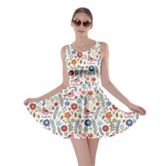 Yellow Floral Flowers Plants Pattern Skater Dress by CoolDesigns