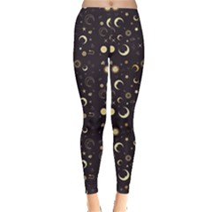 Black A Fun Night Sky The Moon And Stars Women s Leggings by CoolDesigns