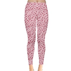 Pink Cute Pink Valentine Day Pattern Cute Hearts Leggings by CoolDesigns