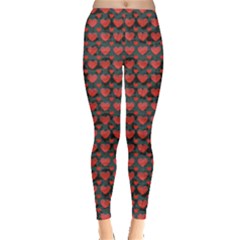 Red Pattern A Hearts Shadow Leggings by CoolDesigns