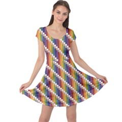 Colorful Colored Rainbow Pencils Pattern Cap Sleeve Dress by CoolDesigns