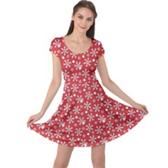 Red Pattern Winter Christmas Cap Sleeve Dress by CoolDesigns