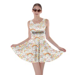 Colorful Clouds Rainbows Rain Drops Pattern Skater Dress by CoolDesigns