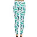 Mint Watercolor Dolphins Pattern Leggings View2