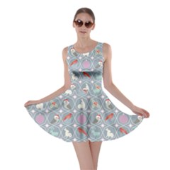 Blue Repeating Holiday With Christmas Ornaments And Wildlife Skater Dress by CoolDesigns