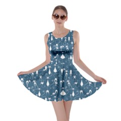 Teal Lovely Cats Pattern Skater Dress by CoolDesigns