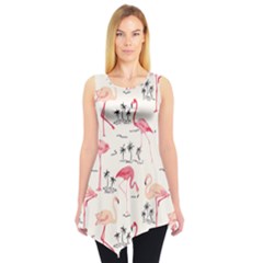 Colorful Flamingo Bird Pattern Sleeveless Tunic Top by CoolDesigns