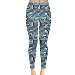 Blue Penguin Pattern Abstract Penguin Crystal Ice Leggings by CoolDesigns
