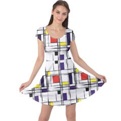 Colorful Pattern Retro Geometric Pattern Cap Sleeve Dress
