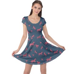 Blue Pattern Horses Cap Sleeve Dress by CoolDesigns