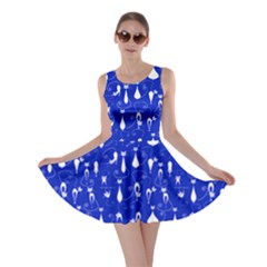 Royal Blue Lovely Cats Pattern Skater Dress by CoolDesigns