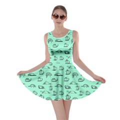 Mint Kitten Lovely Cats Pattern Skater Dress by CoolDesigns