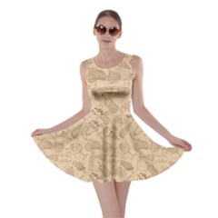 Brown Retro Sketch Pattern Of Ice Cream Skater Dress by CoolDesigns