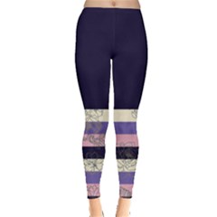 Navy Stripes Floral Leggings  by CoolDesigns