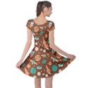 Brown Pattern with Planets Ships and Stars in Vintage Flat Style Cap Sleeve Dress View2