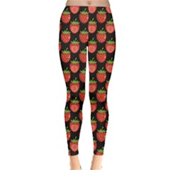 Red Pattern Strawberry Leggings by CoolDesigns