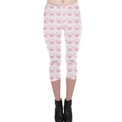 Pink Cute Pig Pattern With Pink Pig Faces Capri Leggings by CoolDesigns