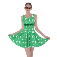 Green Lovely Cats Pattern Skater Dress by CoolDesigns