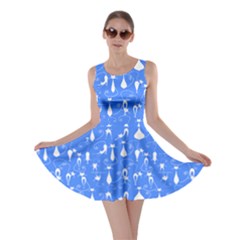 Sky Blue Lovely Cats Pattern Skater Dress by CoolDesigns
