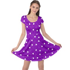 Purple Happy Valentines Pattern Cap Sleeve Dress  by CoolDesigns