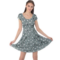 Blue Pattern With Little Cute Penguins On Blue Cap Sleeve Dress by CoolDesigns