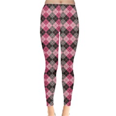 Colorful Argyle Pattern In Pink And Black Leggings by CoolDesigns