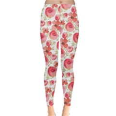 Red Floral Leggings  by CoolDesigns