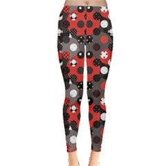 Red Pattern Retro Red Circles Polka Dot Women s Leggings by CoolDesigns